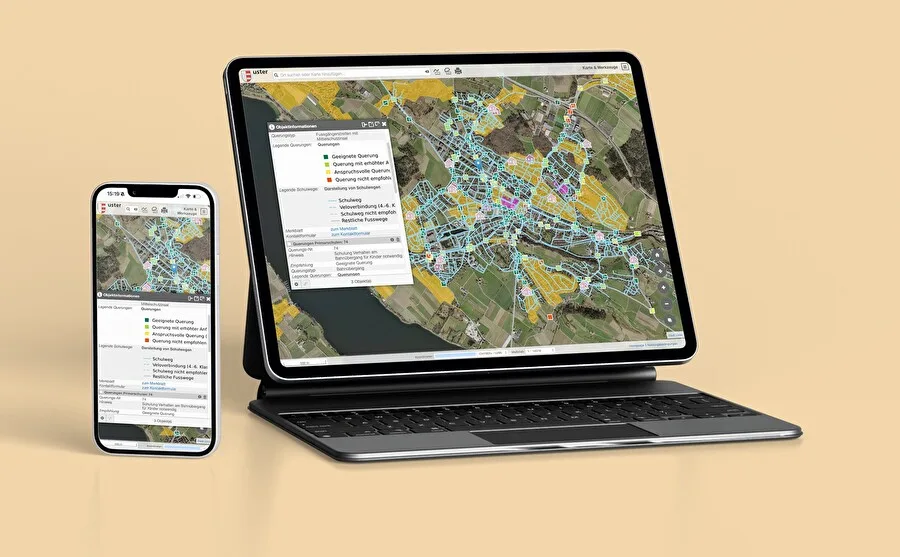 Blick auf den neuen Schulwegplaner der Primarschule Uster.